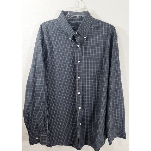 Arrow Gray Check Button Down Collar Button Up Shirt XL 17 17.5 Lightweight Soft - Picture 7 of 7